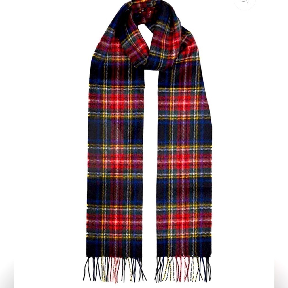 Heritage Tartan Check Cashmere Scarf with Tassels Preppy Timeless Soft Classic